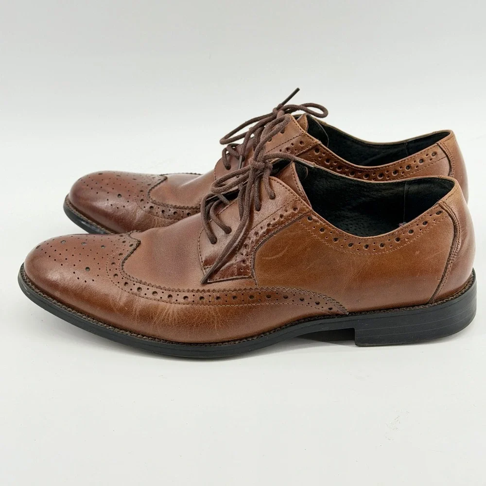 Stacy Adams Mens Brown Leather Wingtip Brogue Oxford Dress Shoes 25014-221